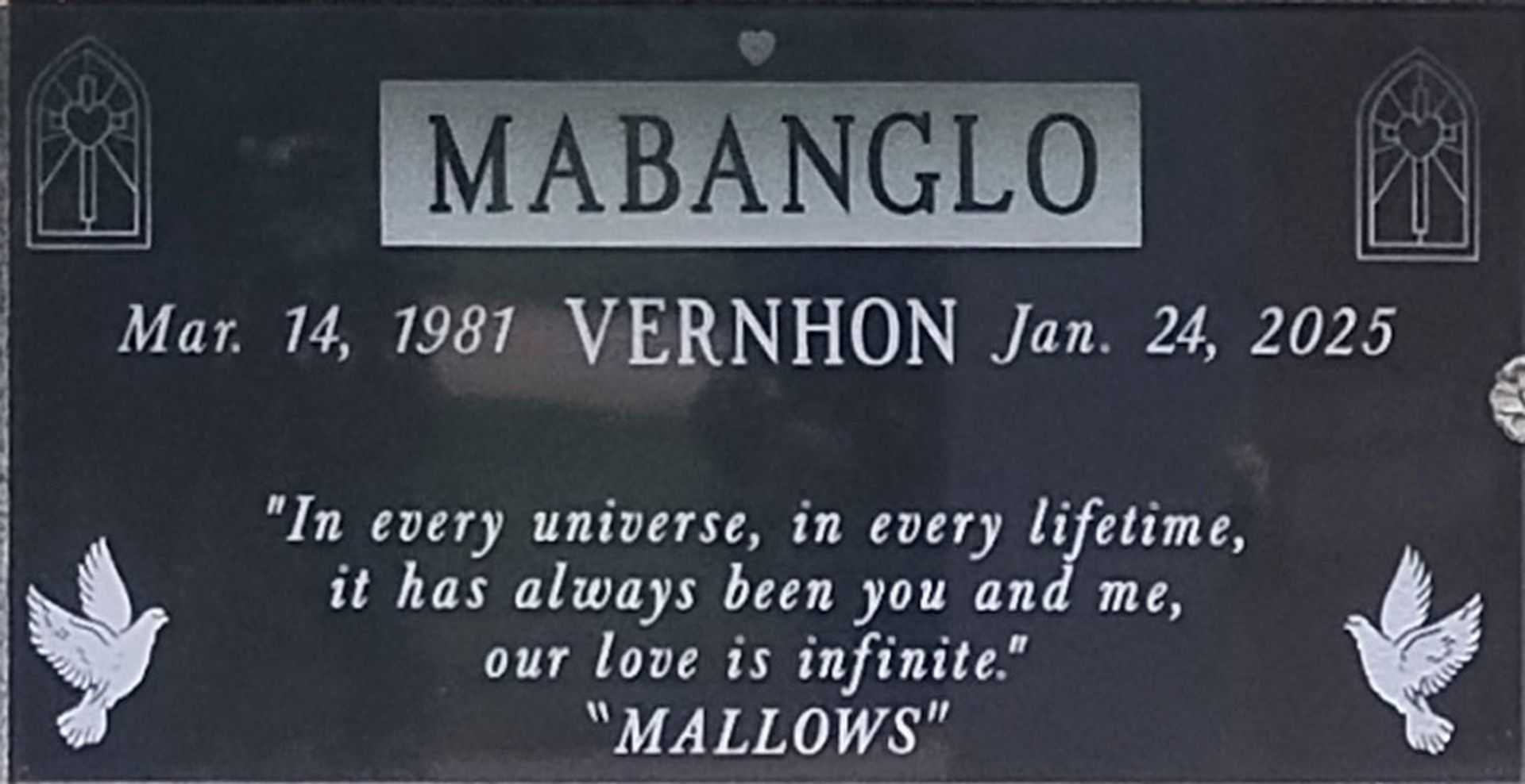 Vernhon Mendoza Mabanglo's grave