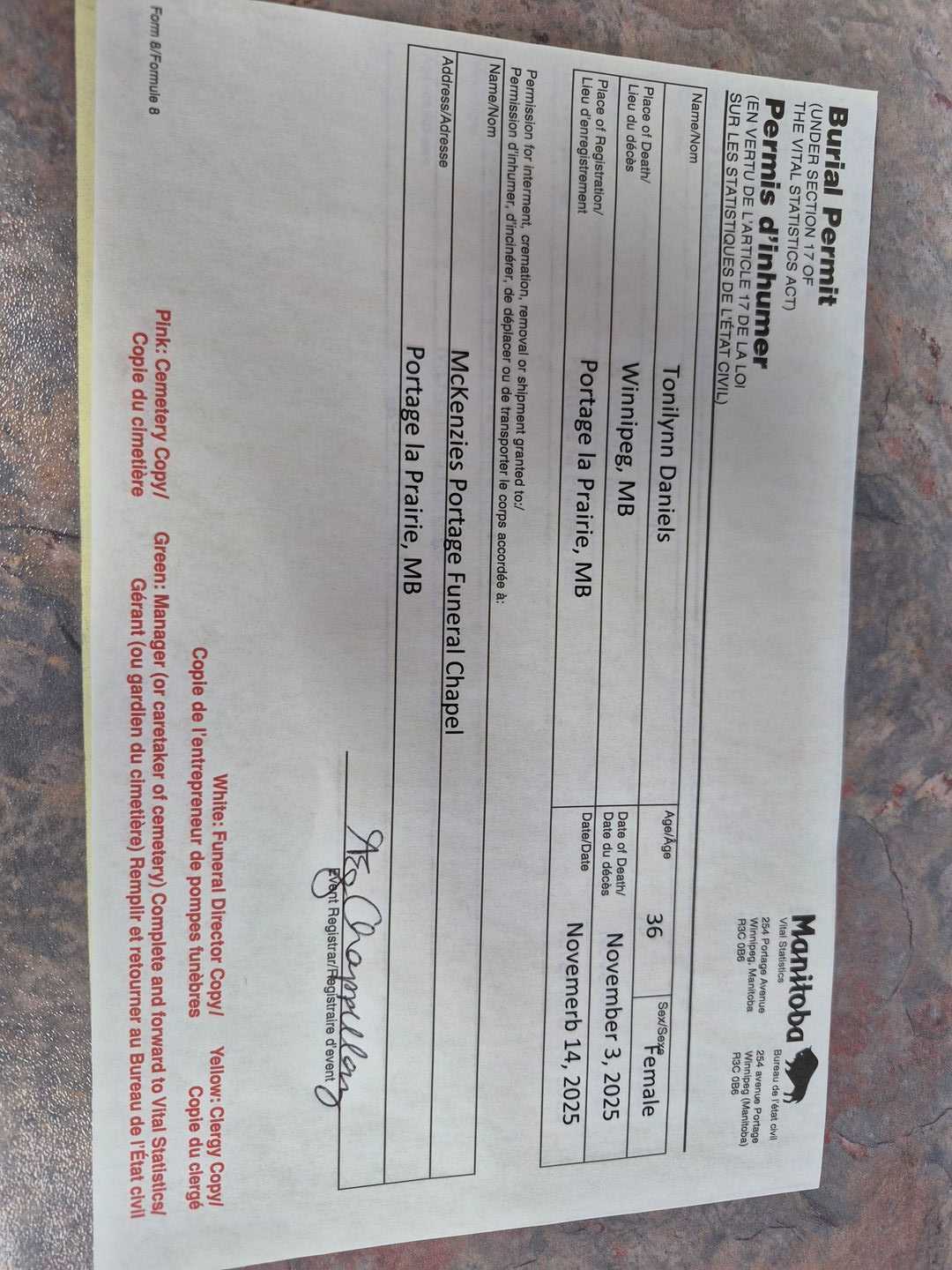 Tonilynn Daniels's grave