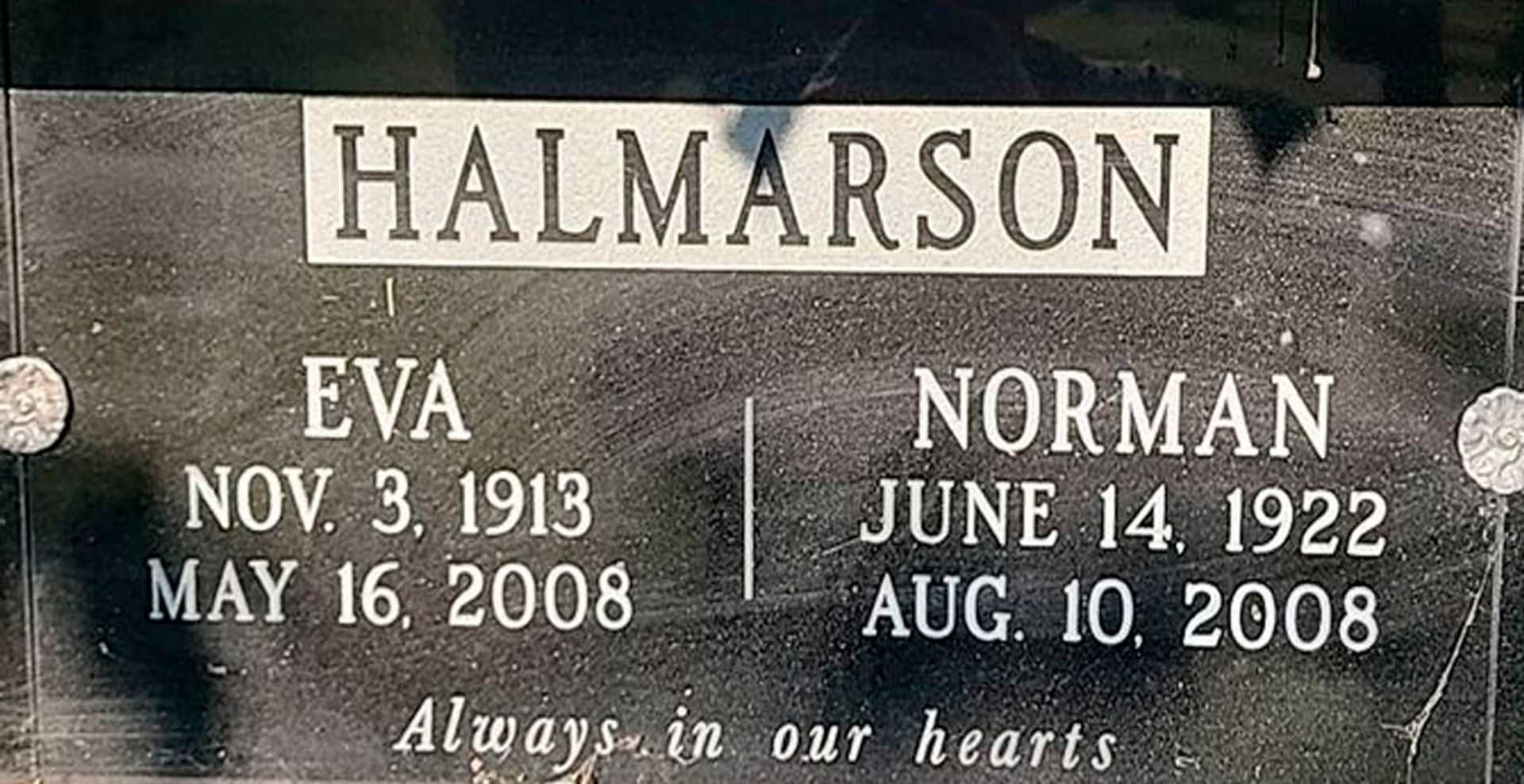 Evadine "Eva" Halmarson's grave